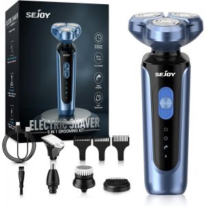Rasoir Électrique Pour Le Vi Des Hommes, Sans Fil, Rasoir Rotatif Rechargeable Par Usb, Kit Portable 5 En 1, Rasoir Sec Et Humide, Étanche Ipx7 Pour La Maison Et Les Voyages - Neuf