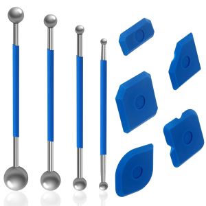 Checarzhn--No1-Lot De 9 Grattoirs À Outils - Spatule Et Lisseur Joint Silicone, 4 Extracteurs À Billes Métalliques Et 5 Lisseurs En Silicone Pour La Cuisine, La Salle De Bain, Le Carrelage - Neuf