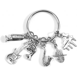 Kal-Porte-Cl&eacute;s De Musique, Divers Pendentifs D'instruments De Musique Exquis, Cadeaux Pour Amis, M&eacute;lomanes, Groupes, Porte-Cl&eacute;s En M&eacute;tal Argent&eacute; - Neuf