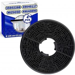 4 Pi&egrave;ces Filtre Charbon pour Hotte Aspirante 105 x 21 mm Type CF130 avec le Code 35602288 49040117 49040890 pour Candy pour Hoover MIZ0058 pour- - Neuf