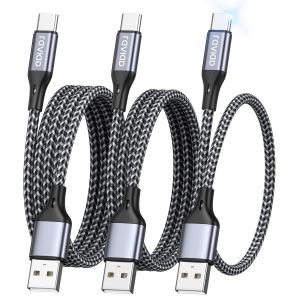 C&acirc;ble USB C [0.3M+1M+2M/Lot de 3], Cable Chargeur USB C Charge Rapide 3A Cable USB Type C Nylon Tress&eacute; pour Samsung Galaxy S22 S21 S20 S10 S9 S8 A51 A50, Huawei P40 P30, Redmi Note-Gris - Neuf