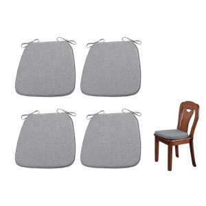 Lot de 4 coussins de chaise antid&eacute;rapants en forme de sabot avec attaches pour chaises de salle &agrave; manger - Gris - Neuf