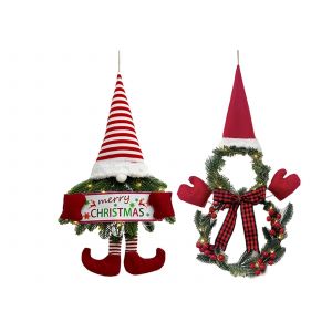 Couronne de No&euml;l LED bonhomme de neige pour d&eacute;coration de porte et de maison - Neuf