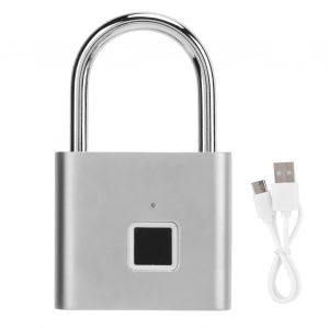 Cadenas intelligent a empreinte digitale, rechargeable par USB, etanche IP56, antivol, pour armoire, dortoir, argent - Neuf