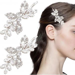 Kal-Lot De 2 Bijoux Cheveux Mariage Pour Femme - Accessoire Cheveux Mariage Avec Perles Et Cristaux, Barrette Cheveux Mariage, Bijoux De Tête Mariage Pour Femmes Et Filles - Neuf