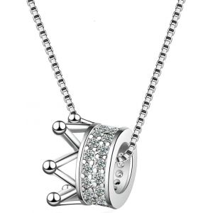 Kal-Petites Couronne Pour Femmes Breloques Collier, Collier Pour Femme, Mini Couronne Pendentifs, Brillant Zircon Clavicule Chaîne, Bijoux Fantaisie Cadeaux Pour Femmes Et Filles, Avec Boîte Cadeau - Neuf
