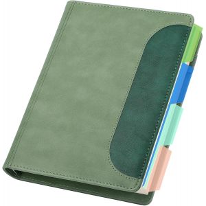 Chenquansarl-Cahier Lign&eacute; A5-1 Pc Carnet Cuir Pu - 14x21cm Carnet &Agrave; Anneaux A5-120 Feuilles/240 Pages Bloc Note A5-100g/M&sup2; Papier Rechargeable Notebook Lign&eacute; - Vert Cahier De Note - Neuf