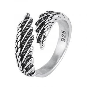 4xbf Argent Plaqué Plume Pouce Anneau Réglable Anneaux Ouverts Anniversaire Cadeaux De Noël Pour Femmes Hommes Cadeau De Bijoux Exquis - Neuf