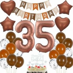 Décoration anniversaire 35 ans marron, ballons 35 ans marron,ballon 35 ans anniversaire Femme Homme,ballon 35 beige marron,déco fête 35 ans anniversaire,ballons 35 ans boho anniversaire marron - Neuf