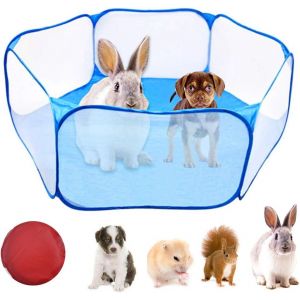 Loc-Parc Portable Pour Petits Animaux,Ext&eacute;rieur/Int&eacute;rieur Transparente Animaux De Compagnie Exerc Cl&ocirc;ture Pop Open Pour Cobaye,Lapins,Hamster,Chinchillas Et H&eacute;rissons (Bleu) - Neuf