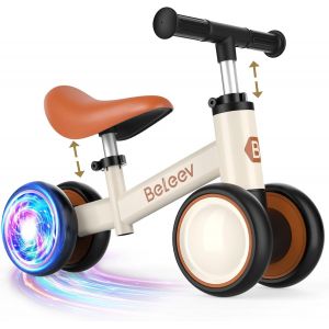 KSFAL-B3 Draisienne Bebe 1-3 Ans,Led Roues Lumineuses,Siège Et Guidon Réglables,Vélo À 4 Roues Silencieuses,Siège Large Et Doux,10-36 Mois Cadeau D'Anniversaire Jouet Enfant Pour Garçon Fille - Neuf