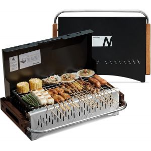 ASFASFq-Barbecue au Charbon de Bois Pliable 50,2 x 32,8 x 33,5 cm pour Ordinateur Portable - Barbecue de Camping Portable - Plateau de Table - Barbecue de Table pour l'extérieur - Noir - Neuf