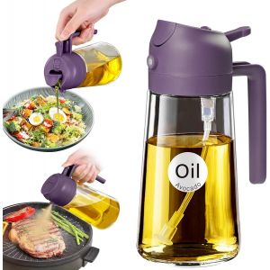 Spray Huile Cuisine, 470 Ml 2 En 1 Vaporisateur Huile D'Olive Avec Buse De Qualit&eacute; Alimentaire, Flacon Distributeur D'Huile D'Olive, Cuisine Accessoires (Violet)[CHU10500448] - Neuf