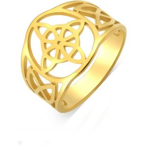 Bague B?ud De Sorci&egrave;re Pour Femme Acier Inoxydable Celtique Quaternaire Wiccan Bague B?ud De Sorci&egrave;re Amulette De Sorci&egrave;re Bijou Cadeau - Neuf