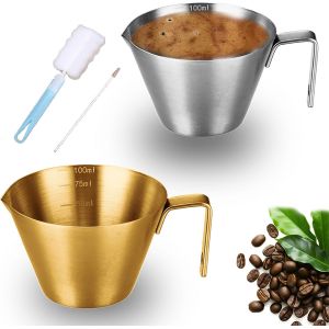 Tasse &Agrave; Expresso Inox 100 Ml Avec Graduation Double - Neuf