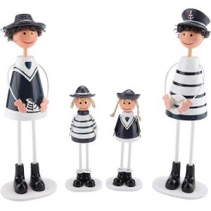 Poupées miniatures de style marine en bois Décor Poupées de famille avec aile d'ange ornement Artisanat de bureau - Neuf
