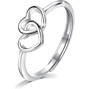 Yemaesre-Bague Réglable En Argent Sterling 925 Avec Pierre De Lune - Bague Ouverte Réglable - Chat/Étoile/Double C?ur/Croix C Ique/Dauphin - Bague De Fiançailles Pour Femme - Neuf