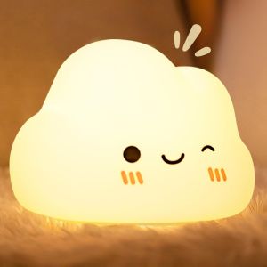 Kuwl-Veilleuse Bébé Nuage Veilleuse Enfant Rechargeable, 7 Couleurs 3 Luminosité, Veilleuse Bebe Maternité, Lampe De Chevet Enfant Deco Chambre Bebe, Blanc - Neuf