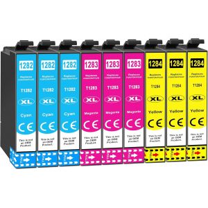 T1285 Cartouche D'Encre Compatible Pour Epson T1281 T1282 T1283 T1284 Avec Epson Stylus Sx125 Sx130 Sx230 Sx235W Sx420W Sx425W Sx435W Bx305F Bx305Fw(9 Pack) - Neuf