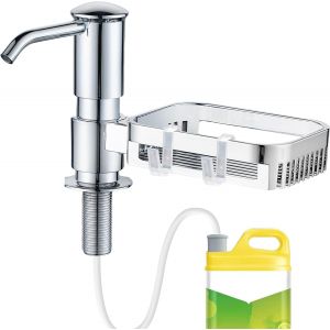 JGD-Distributeur de savon pour &eacute;vier de cuisine, pompe de distributeur de savon int&eacute;gr&eacute;e, kit distributeur de liquide vaisselle avec t&ecirc;te de pompe ABS, porte-&eacute;ponge, 100 cm, crochet d'extension - Neuf