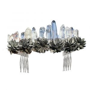 Lune Déesse Couronne Cristal Brut Quartz Tiare Sirène Couronne Mariage Fée Rave Headpiece Festival Headband - Neuf