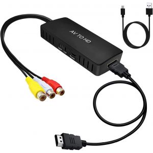 Adaptateur RCA vers HDMI,Convertisseur AV vers HDMI 1080P Composite CVBS AV vers HDMI convertisseur vidéo Audio avec câble HDMI pour HDTV Moniteur Projecteur STB VHS Xbox PS3 Sky Lecteur DVD - Neuf