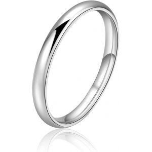 Kahfl-Bague En Argent Sterling 925 De 2 Mm Pour Femme-Minimaliste-Taille D-Q - Neuf