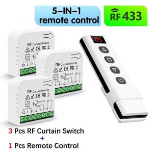Module de porte de Garage rideau sans fil RF 433MHZ, interrupteur de volet roulant télécommandé, pour porte de Garage rideau, stores intelligents-3 Modules 1 Remotes - Neuf