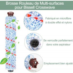 SUBZONAL-Kit 6pcs Remplacement Brosse Rouleau Bissell Filtres Bissell Crosswave 17132 et 2225N Series Accessoires de Nettoyage Bissell Crosswave - Neuf