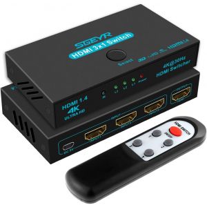 Multiprise Hdmi Pour Tv, Prise Multiple Automatique, Switch 4K@30Hz, 3 Entr&eacute;es 1 Sortie, Commutateur Avec T&eacute;l&eacute;commande, Pour Ps5, Ps4, Lecteur, Dvd, Projecteur[REM5262147] - Neuf