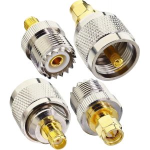 4 Pi&egrave;ces Adaptateur Antenne Radio Ham SMA &agrave; UHF Kit Adaptateur Antenne SMA M&acirc;le/Femelle &agrave; PL259 M&acirc;le/Femelle Connecteurs pour CB Talkie-Walkie Broadcast Radios Antennes WiFi - Neuf