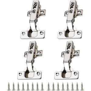 Lot de 4 charni&egrave;res de porte d'armoire avec v&eacute;rin &agrave; gaz, angle d'ouverture de 105&deg;, charni&egrave;re de pot de 35 mm de diam&egrave;tre, charni&egrave;res cach&eacute;es avec vis (4 pi&egrave;ces - but&eacute;e d'angle) - Neuf