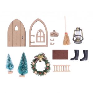 Kit de porte de fee pour maison de poupee, en bois robuste et sur, couleurs vives, haute simulation, porte de Noel pour maison de poupee 1:12 1:6 DIY - Neuf