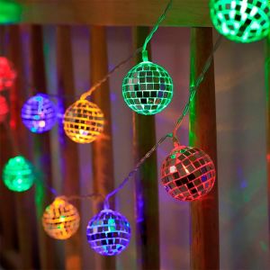 KAL-Guirlande Lumineuse Boule Disco À 20 Led De 3 M, À Piles, Pour Intérieur Et Extérieur, Terrasse, Fête, Cour, Décoration, Multicolore 20 Led - Neuf