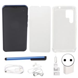 Smartphone android 11, ecran de 6,52 pouces, 4 Go de RaM, 64 Go de ROM, deverrouillage par reconnaissance faciale, double carte 4G, double veille, prise UE, bleu - Neuf