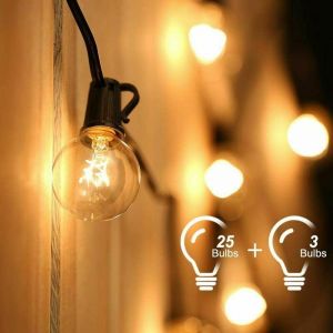 Guirlande Lumineuse D'extérieur 7,6 M, 25 Ampoules G40 Avec 2 Ampoules De Rechange, Pour Jardin, Mariage, Terrasse, Décoration - Neuf