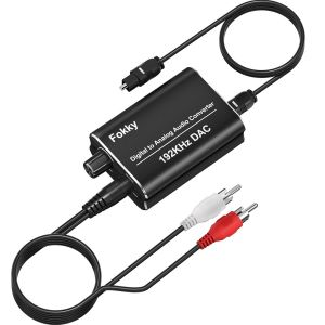 Convertisseur Analogique Num&eacute;rique, Dac Audio 192 Khz, Adaptateur Optique Jack, C&acirc;ble Rca De 1 M Canal Gauche Et Droit &C&acirc;ble &Agrave; Fibre Optique, Convertisseur Audio Numerique Analogique Hdtv D[Z413] - Neuf