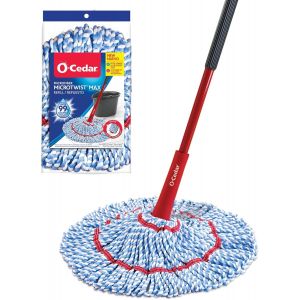 O-Cedar MicroTwist Max Microfibre Twist Mop with 1 Extra Refill | Features Hands Free Spin | Extra Large 18"" Mop Head | Safe on All Types of - Neuf