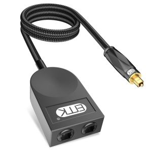 LETNERNY-R&eacute;partiteur Optique Num&eacute;rique 1 X 2 Sorties Audio Optique 1 Entr&eacute;e 2 Sorties [Prend En Charge Lpcm2.0, Dolby Digital, Dts 5.1] R&eacute;partiteur Toslink Compatible Avec Home Cin&eacute;ma, Barre De Son, - Neuf