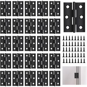 30 Pi&egrave;ces Charniere Porte, 44 mm x 31 mm Charni&egrave;re Inox Petite Charniere, Charni&egrave;re Invisible Charni&egrave;re Plate Charni&egrave;re Avec Vis pour La Maison Meubles Mat&eacute;riel Armoire Garde Porte Tiroir(Noir) - Neuf