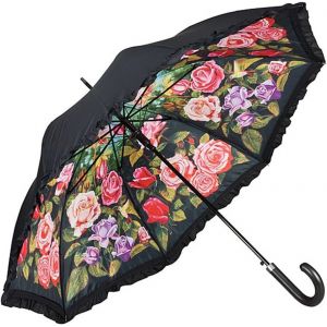 &reg; Parapluie Fleur Roseraie Canne Grand Robuste Ouverture Automatique Double &Eacute;paisseur - Neuf