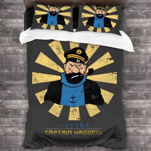 Captain Haddock R&iquest;&iquest;Tro Japonais Tintin Pi&iquest;&iquest;Ces Ensemble De Literie Housse De Couette D&iquest;&iquest;Coratif Pi&iquest;&iquest;Ces Ensemble De Literie Avec Taies D'oreille - Neuf