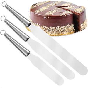 Mevronisshop-Set De 3 Spatules De 29 &Agrave; 39 Cm &iquest; Spatule En Acier Inoxydable De Haute Qualit&eacute; En 3 Tailles &iquest; Accessoire De P&acirc;tisserie Parfait G&acirc;teaux (3 Parties - Avec Poign&eacute;e En Acier Inoxydable) - Neuf