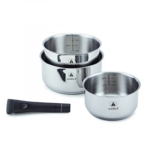 Set 3 Casseroles Amovible 'réactif' Inox 16/18/20 Cm Laguiole La-9120830 - Neuf