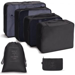 Organisateur Val , Organisateur De Voyage, Lot De 6 Organ Urs De Bagage Pour Voyage,Diff&eacute;rents Tailles Des Cubes &Eacute;tanche Sacs De Voyage Rangement (Noir) - Neuf