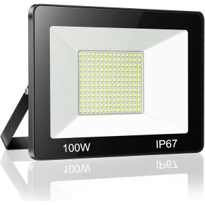 Asfasfq-Projecteur Led Exterieur 100w, 10000lm 6500k Blanc Froid Spot Led Extérieur, Ip67 Imperméable Luminaire Pour Patio, Terrasse, Jardin, Garage, Usine - Neuf