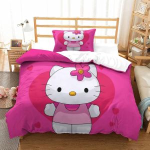 Hello Kitty Housse De Couette &iquest;&iquest; Motif Pink Impression D Parure De Lit Housses De Couettes En Microfibre Hypoallergique Avec Fermeture &iquest;&iquest;Clair Pour Enfa - Neuf