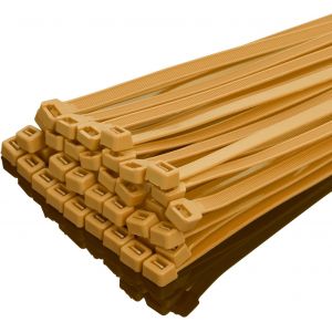 MEVRONISSHOP-50 pi&egrave;ces Colliers de Serrage professionnelles, L'or-400mm x 7.6mm, Autobloquant, Attache C&acirc;ble R&eacute;sistant UV, Id&eacute;ale pour l'int&eacute;rieur et l'ext&eacute;rieur - Neuf