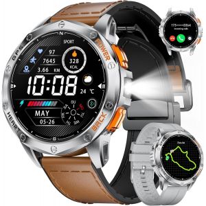 Dm1 Montre Connectée Homme Gps, La Boussole/Lampe De Poche Led, 1.43"" Amoled Toujours Afficher Smartwatch, 170+Sportifs/Ip68 Etanche Montre Running Homme, Montre Intelligente Avec Android Ios - Neuf