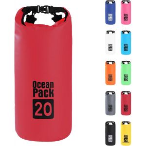 Kalanka-20l Sac Étanche Polyvalent, 2l/5l/10l/15l/20l/30l Rouge Waterproof Dry Bag Avec Longue Bandoulière Réglable Sac À Dos Confort Imperméable Pour Bateau/Kayak/Pêche/Rafting/Natation/Camping/Snow - Neuf